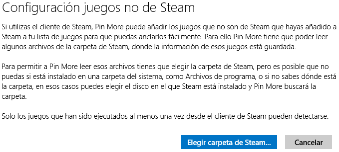 Botón de elegir carpeta de Steam